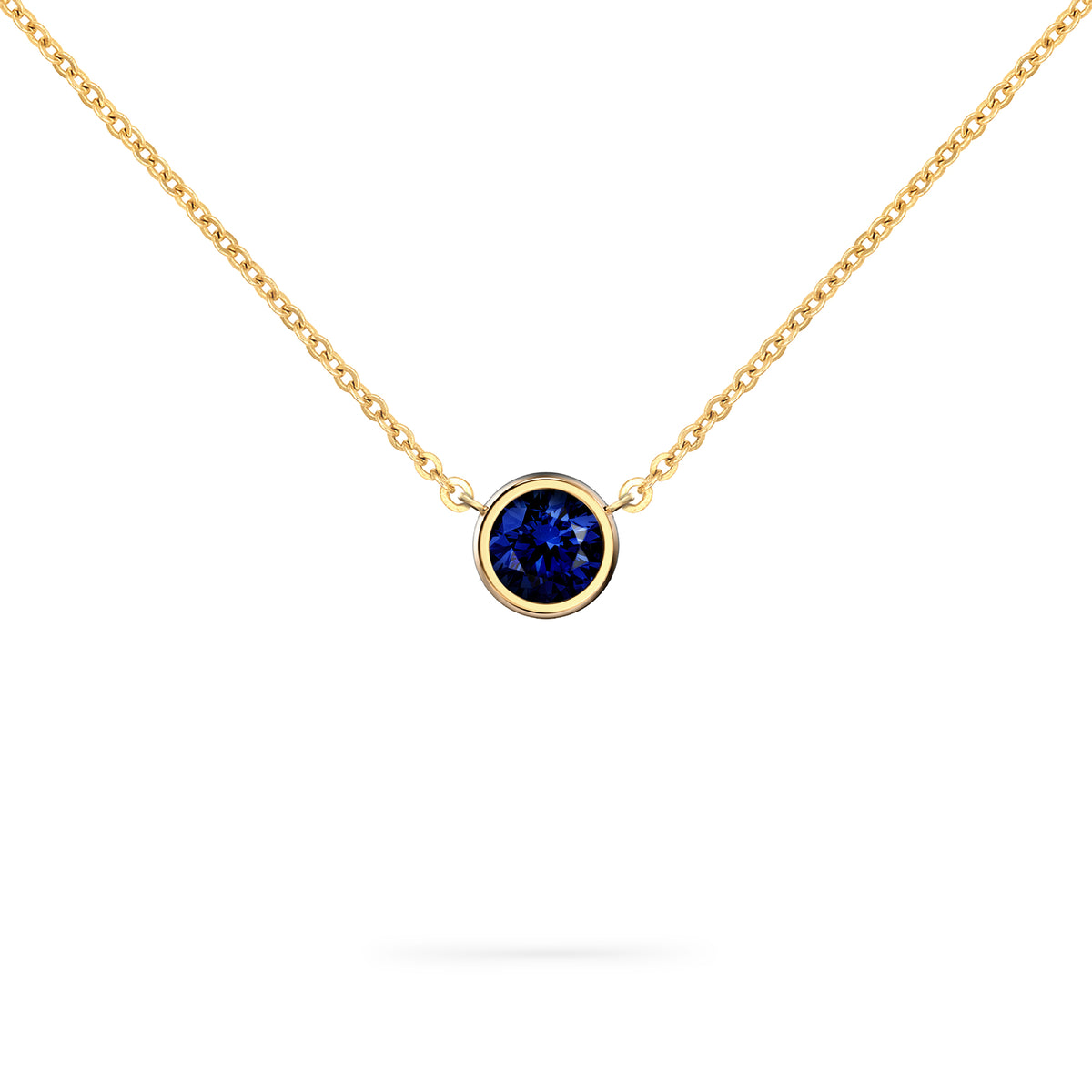 Jamestown Sapphire Solitaire Necklace in 14k Gold (September)