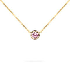 Jamestown Pink Sapphire Solitaire Necklace in 14k Gold (October)