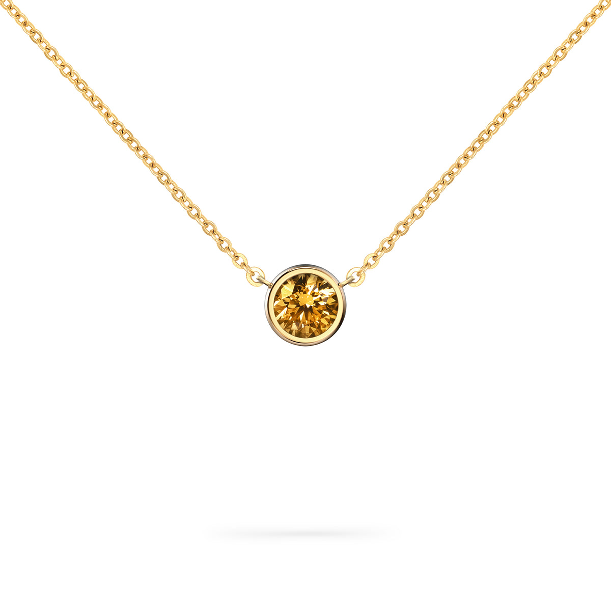 Jamestown Citrine Solitaire Necklace in 14k Gold (November)