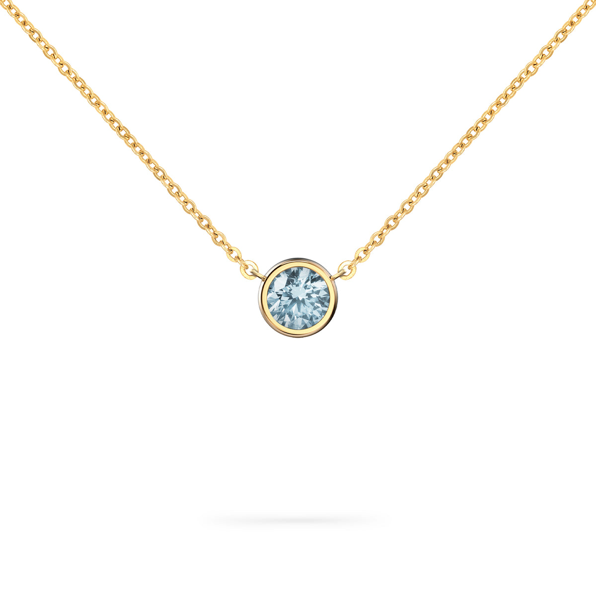 Jamestown Nantucket Blue Topaz Solitaire Necklace in 14k Gold (December)
