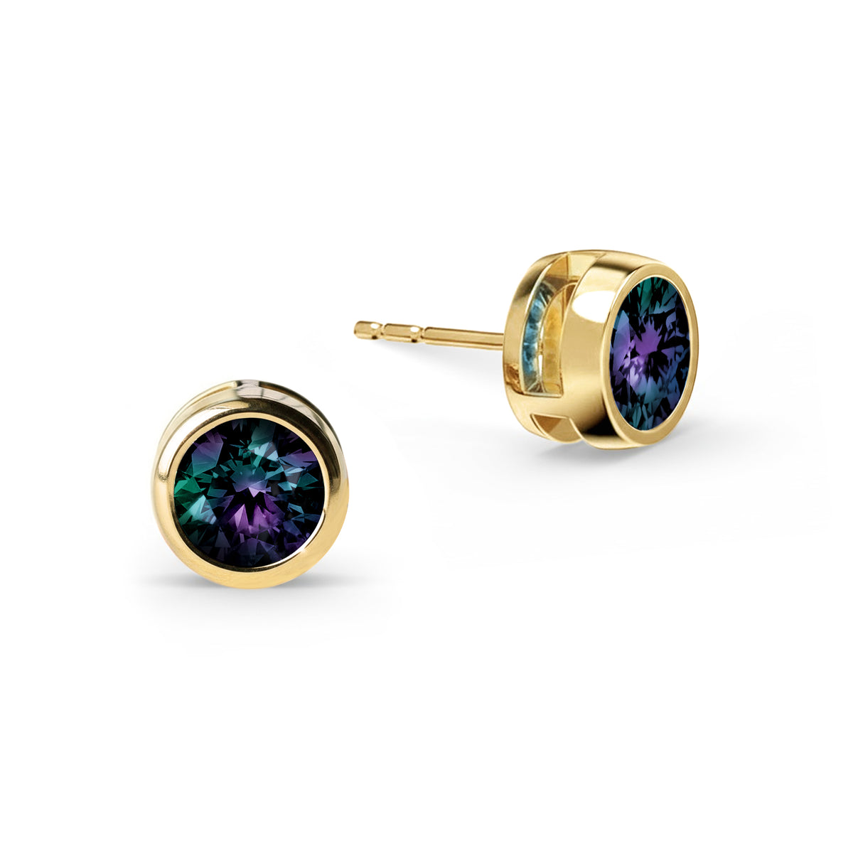 Jamestown Alexandrite Stud Earrings in 14k Gold (June)