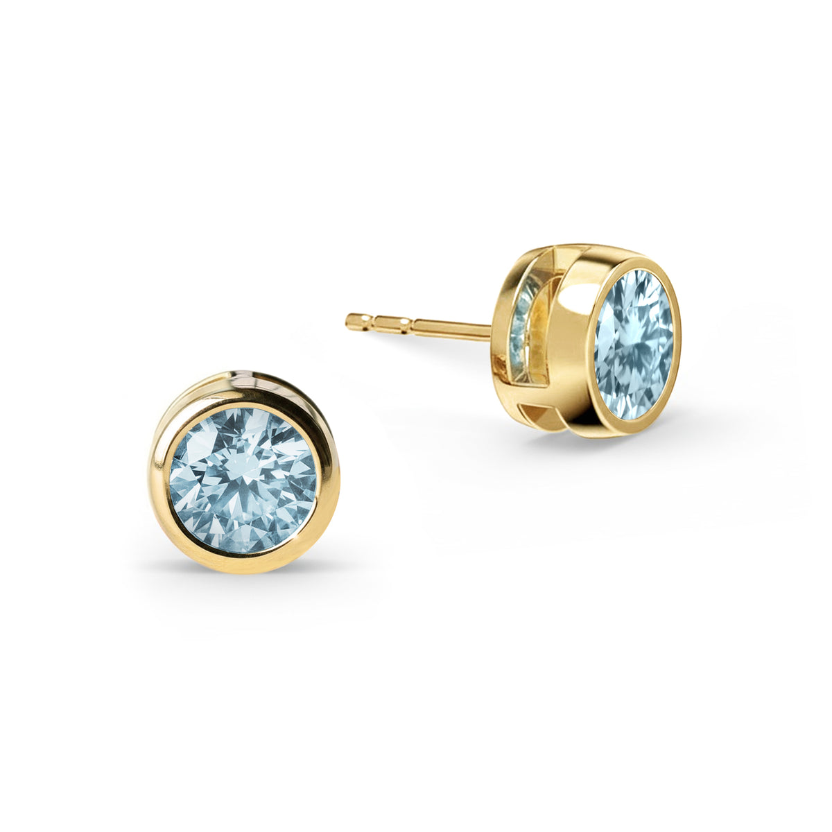 Jamestown Nantucket Blue Topaz Stud Earrings in 14k Gold (December)