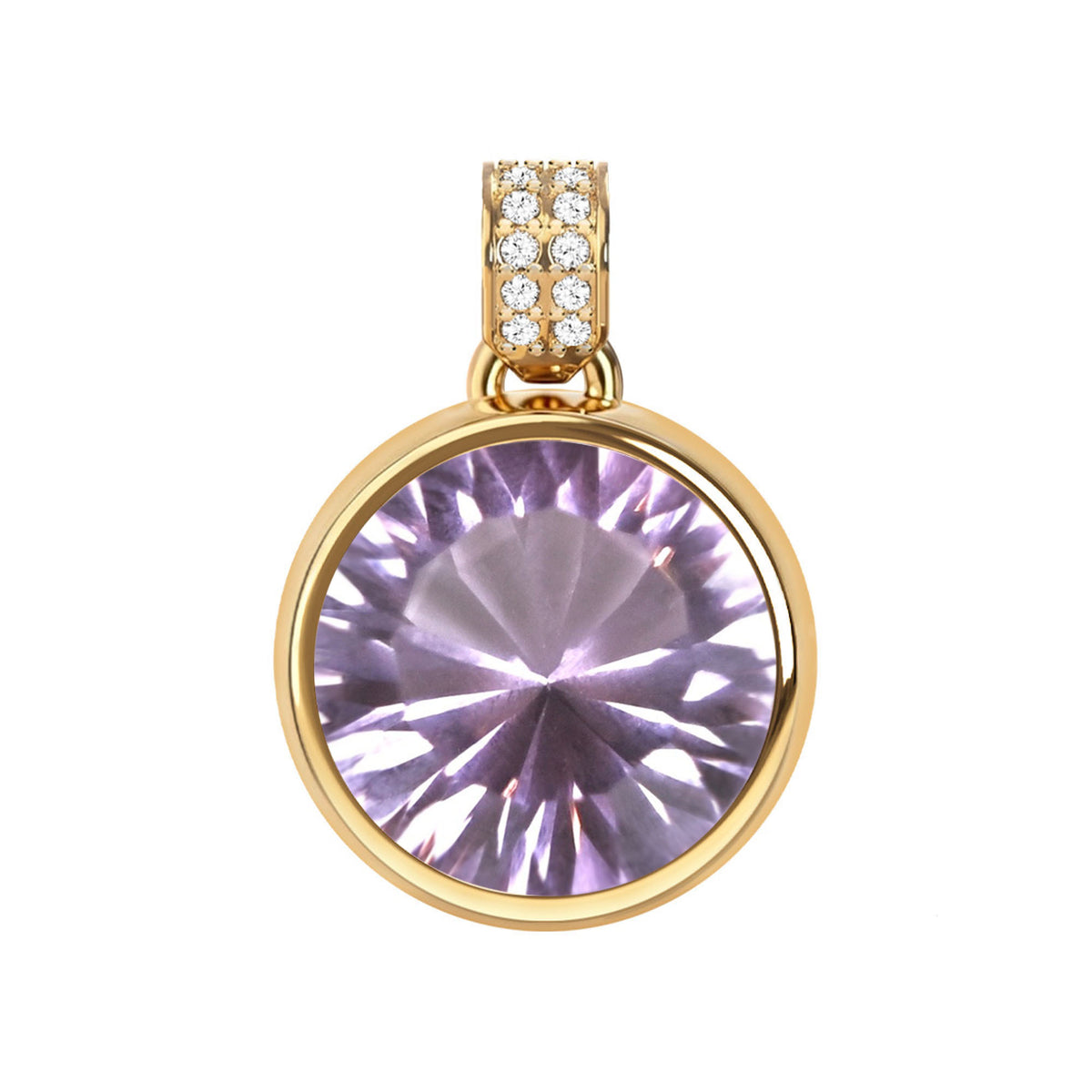 Jamestown Rose de France Amethyst Pendant with Diamond Bail in 14k Gold (February)