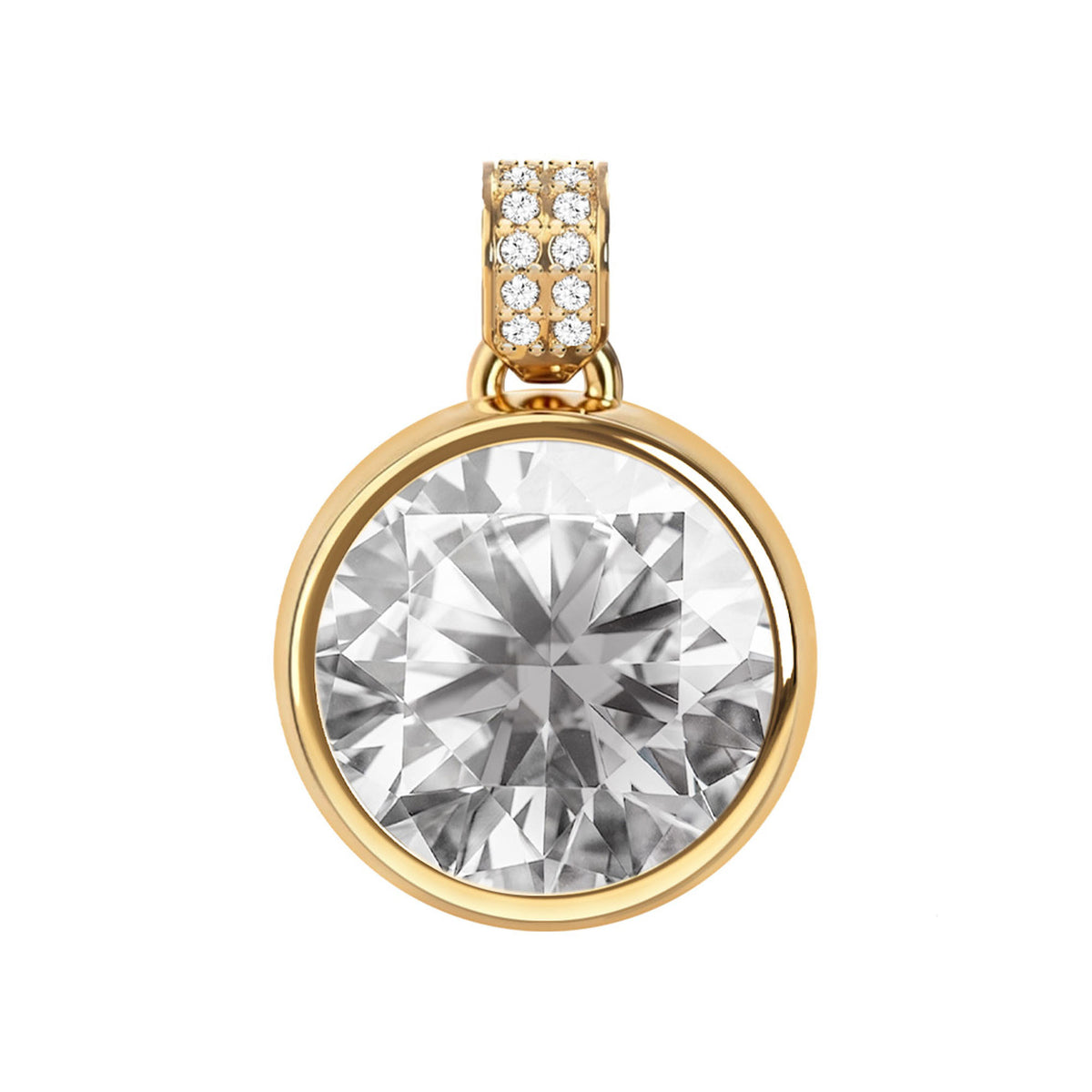 Jamestown White Topaz Pendant with Diamond Bail in 14k Gold (April)