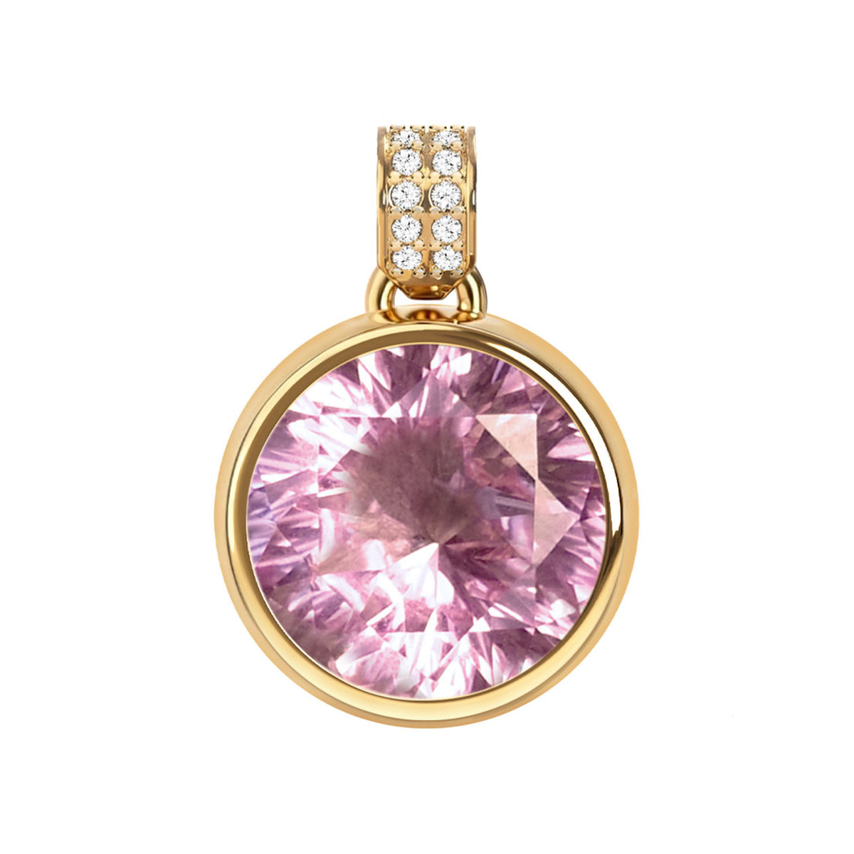 Jamestown Pink Sapphire Pendant with Diamond Bail in 14k Gold (October)