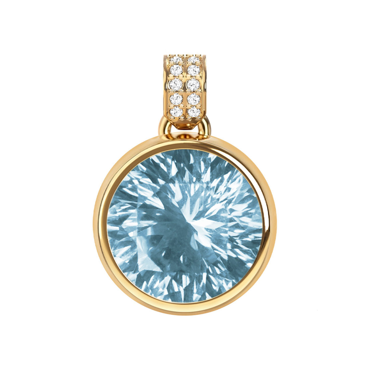 Jamestown Nantucket Blue Topaz Pendant with Diamond Bail in 14k Gold (December)