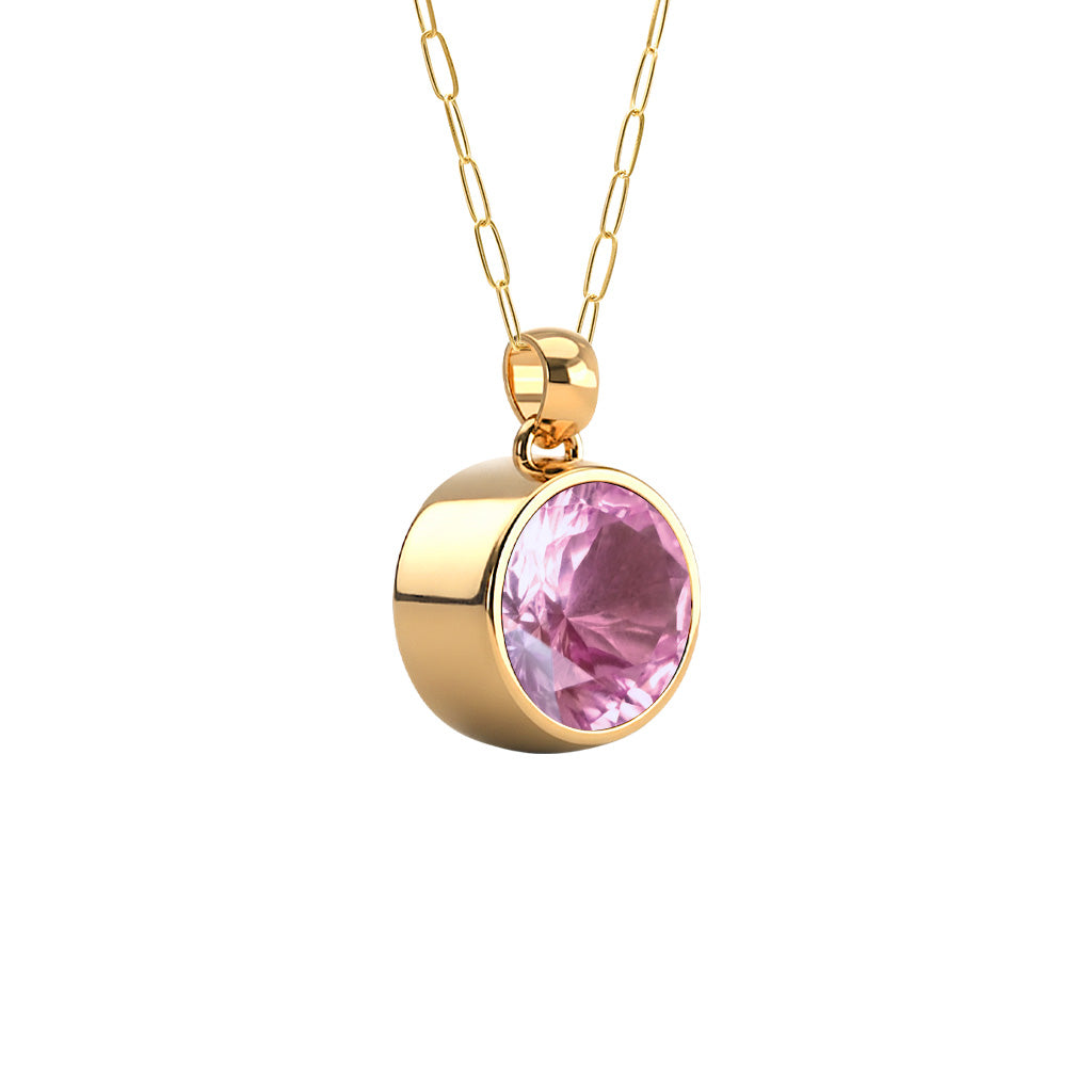 Jamestown Pink Sapphire Pendant in 14k Gold (October)