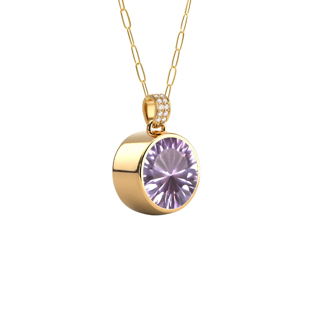 Jamestown Rose de France Amethyst Pendant with Diamond Bail in 14k Gold (February)