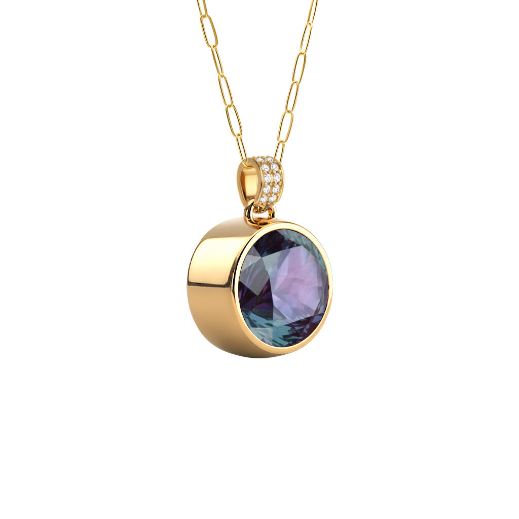 Jamestown Alexandrite Pendant with Diamond Bail in 14k Gold (June)