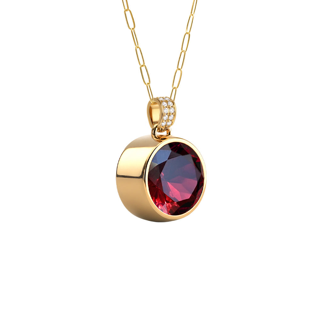 Jamestown Ruby Pendant with Diamond Bail in 14k Gold (July)