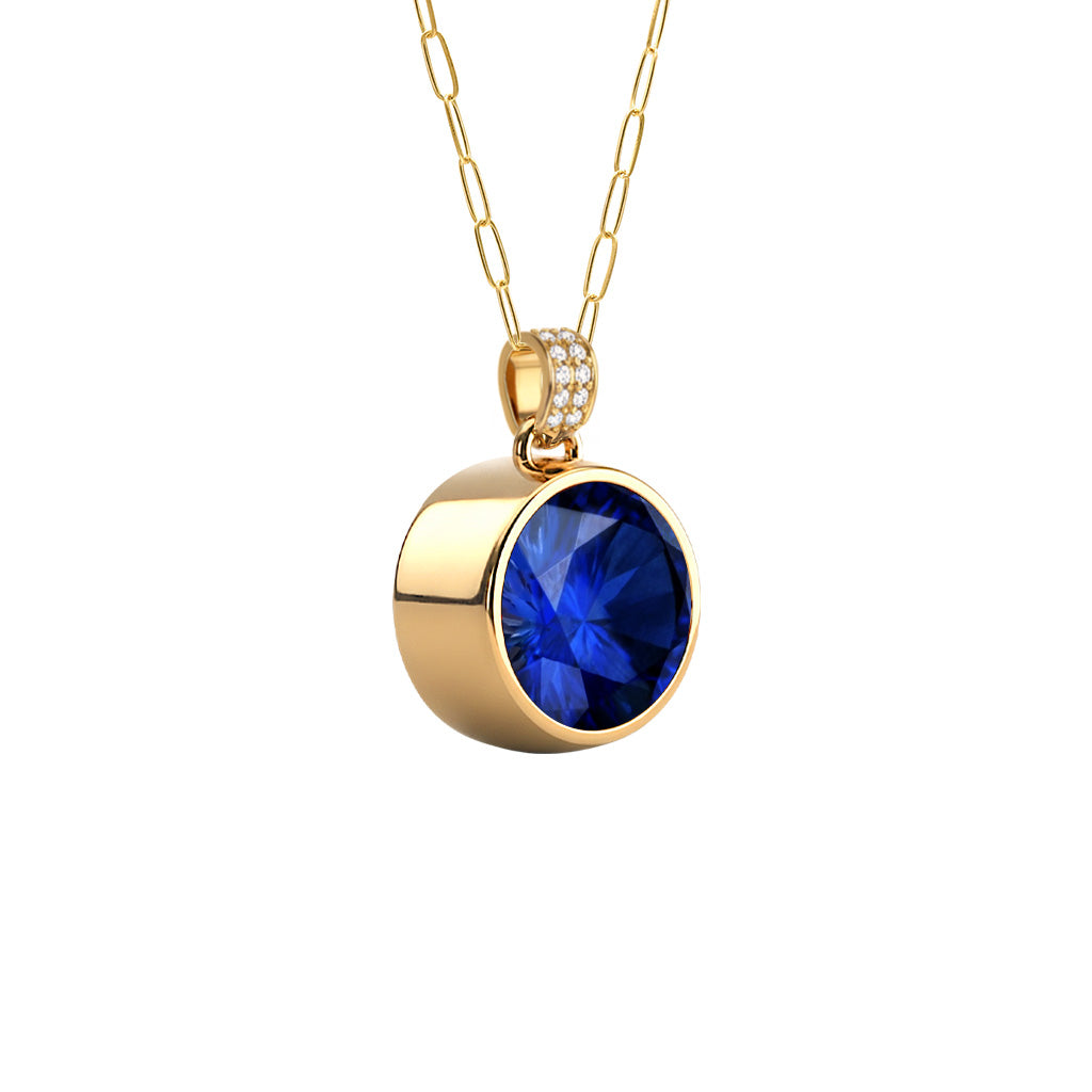 Jamestown Sapphire Pendant with Diamond Bail in 14k Gold (September)