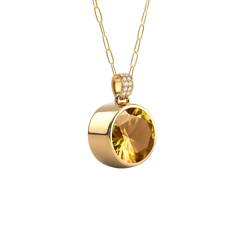 Jamestown Citrine Pendant with Diamond Bail in 14k Gold (November)