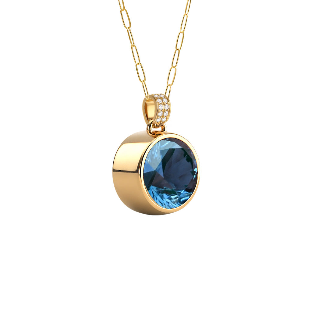 Jamestown Atlantic Blue Topaz Pendant with Diamond Bail in 14k Gold (December)