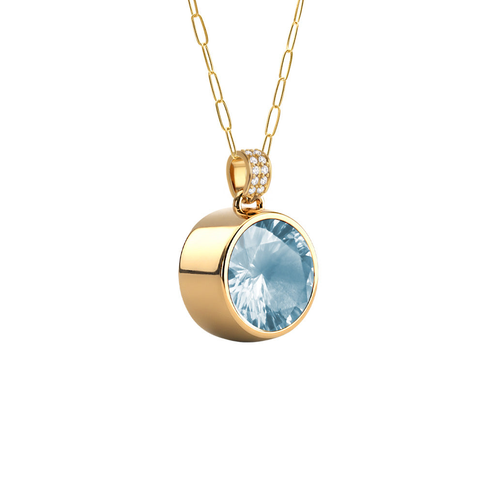 Jamestown Nantucket Blue Topaz Pendant with Diamond Bail in 14k Gold (December)