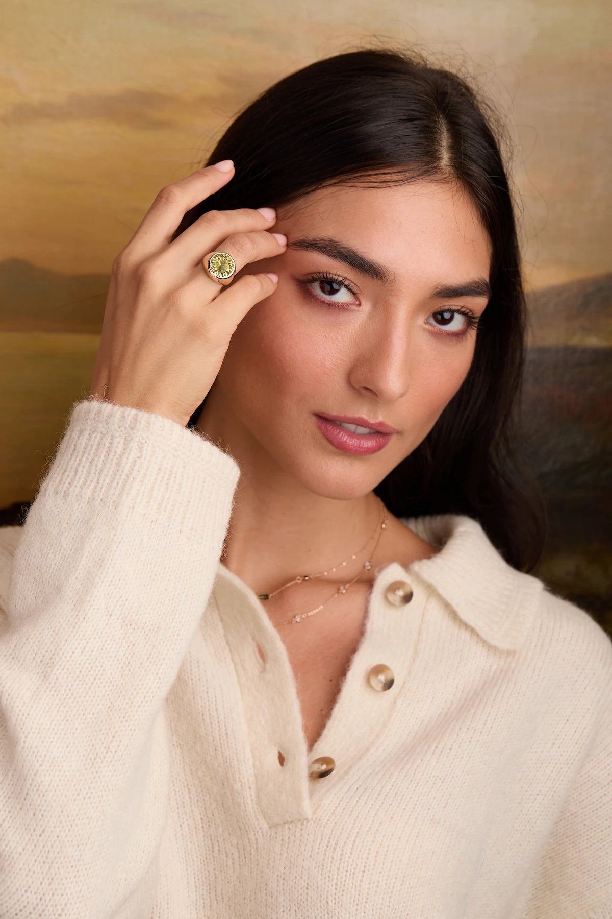 Jamestown Lemon Verbena Quartz Ring in 14k Gold (August)