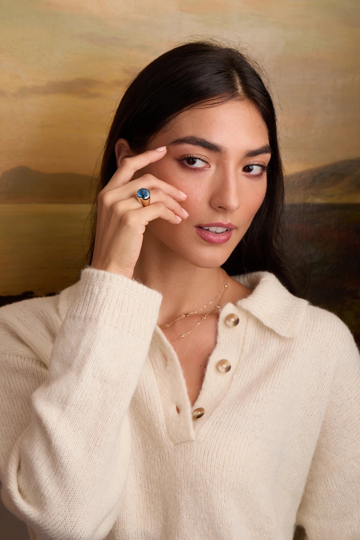 Jamestown Atlantic Blue Topaz Ring in 14k Gold (December)