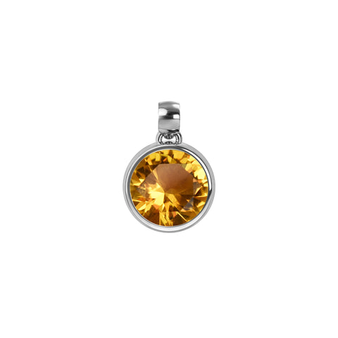 Jamestown Citrine Pendant in 14k Gold (November) - White Gold