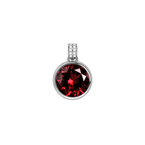 Jamestown Garnet Pendant with Diamond Bail in 14k Gold (January) - White Gold