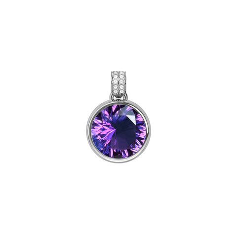 Jamestown Amethyst Pendant with Diamond Bail in 14k Gold (February) - White Gold