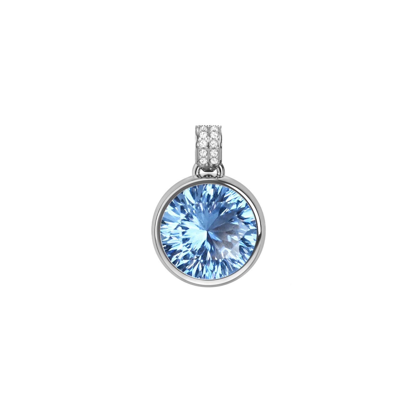 Jamestown Aquamarine Pendant with Diamond Bail in 14k Gold (March)