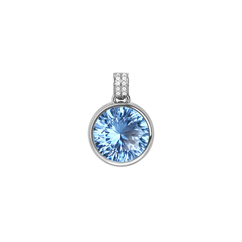 Jamestown Aquamarine Pendant with Diamond Bail in 14k Gold (March) - White Gold