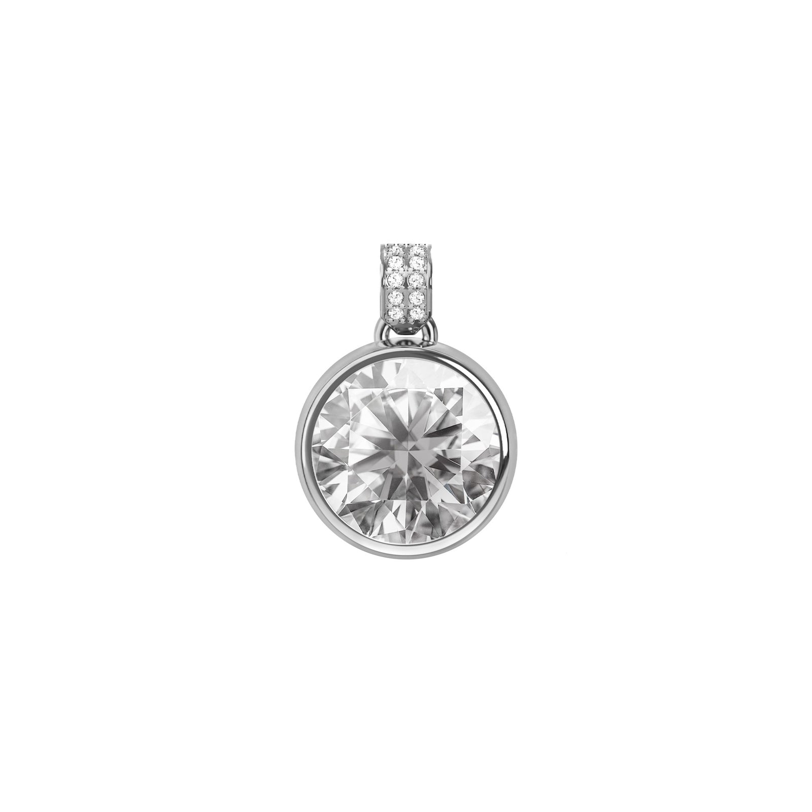 Jamestown White Topaz Pendant with Diamond Bail in 14k Gold (April)