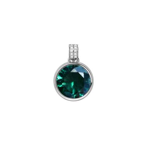 Jamestown Emerald Pendant with Diamond Bail in 14k Gold (May) - White Gold