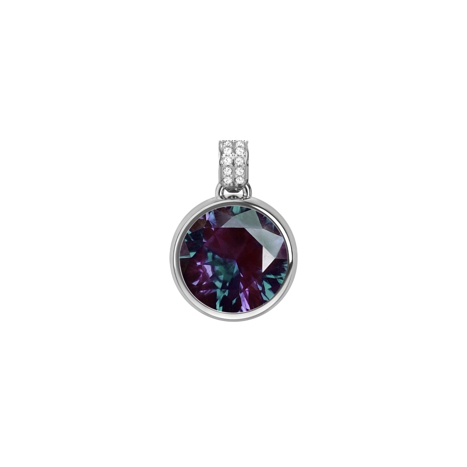 Jamestown Alexandrite Pendant with Diamond Bail in 14k Gold (June)