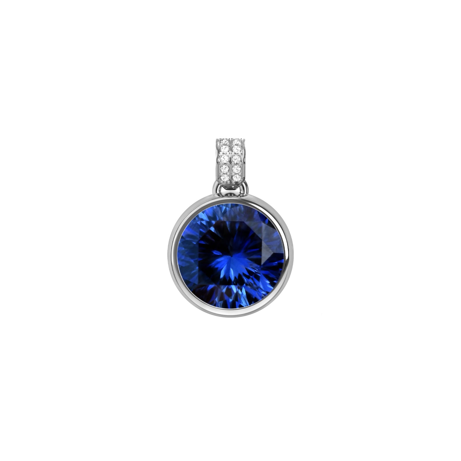 Jamestown Sapphire Pendant with Diamond Bail in 14k Gold (September)