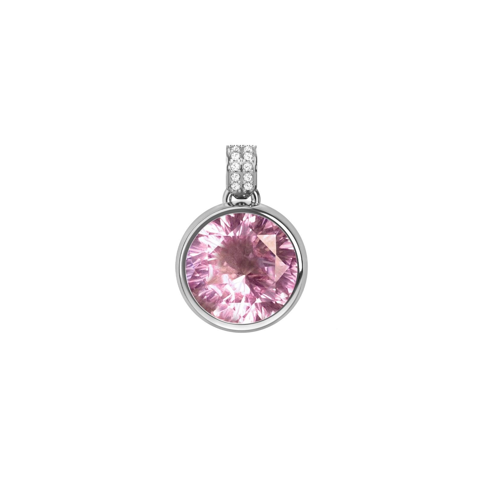 Jamestown Pink Sapphire Pendant with Diamond Bail in 14k Gold (October)