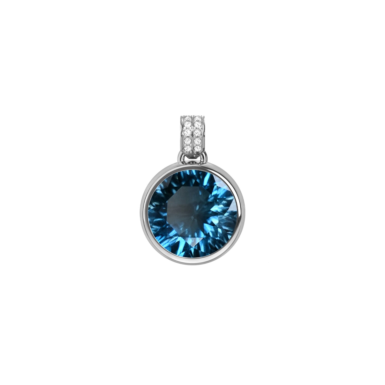 Jamestown Atlantic Blue Topaz Pendant with Diamond Bail in 14k Gold (December)