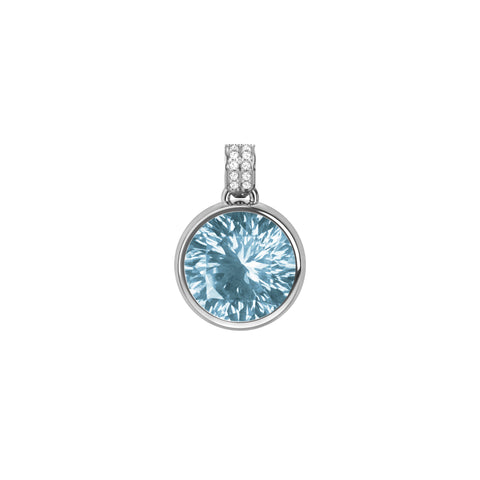 Jamestown Nantucket Blue Topaz Pendant with Diamond Bail in 14k Gold (December) - White Gold