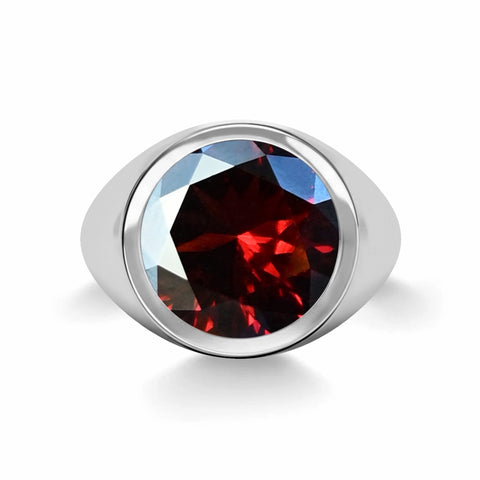 Jamestown Garnet Ring in 14k Gold (January) - White Gold