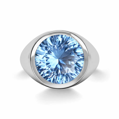 Jamestown Aquamarine Ring in 14k Gold (March) - White Gold