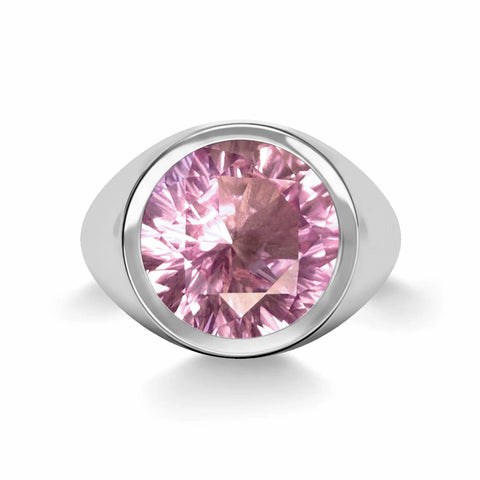 Jamestown Pink Sapphire Ring in 14k Gold (October) - White Gold