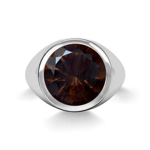 Jamestown Smoky Quartz Ring in 14k Gold (November) - White Gold