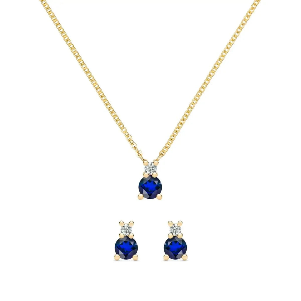 Greenwich Solitaire Sapphire & Diamond Necklace and Earrings