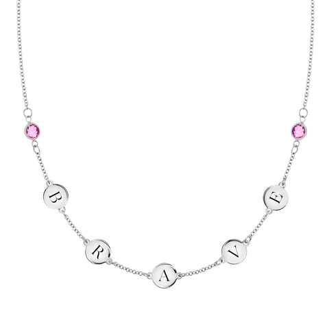 Pink Awareness Brave Necklace in 14k Gold - White Gold