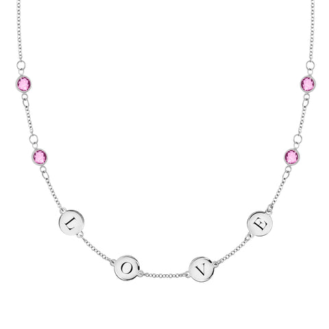 Pink Awareness Love Necklace in 14k Gold - White Gold