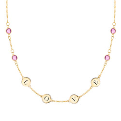Pink Awareness Love Necklace in 14k Gold