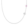 Personalized Classic 1 Letter & 1 Pink Sapphire Necklace in 14k Gold (October)