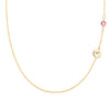 Personalized Classic 1 Letter & 1 Pink Sapphire Necklace in 14k Gold (October)