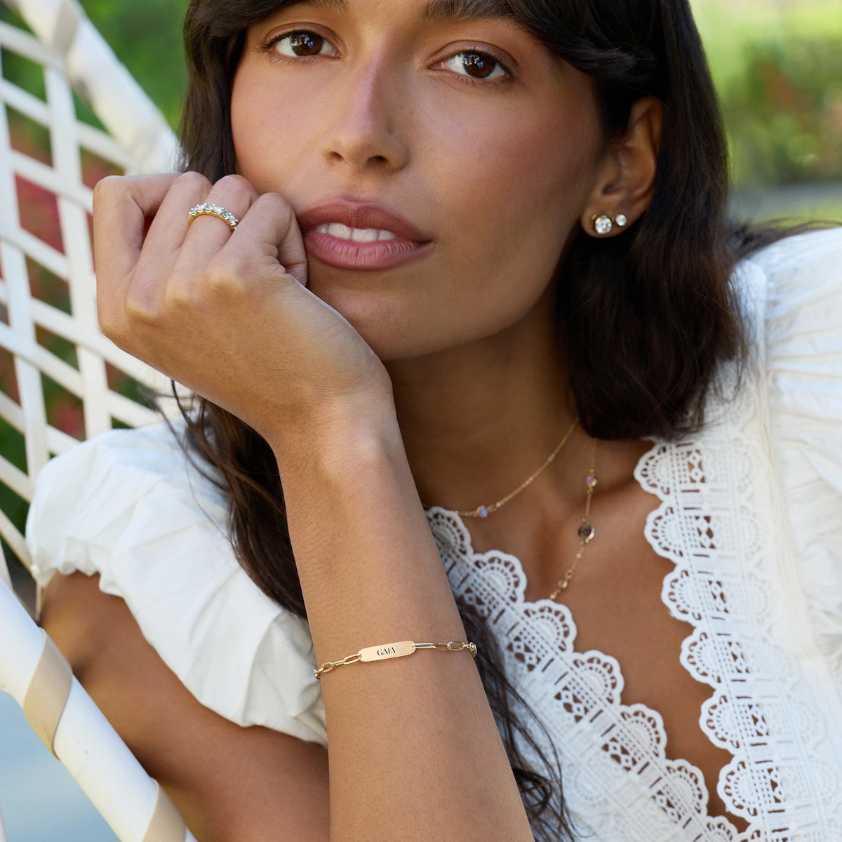 Large 3 Nameplate Bracelet on Adelaide in 14k Gold