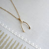 Large Diamond Wishbone Pendant in Solid 14k Gold (April)