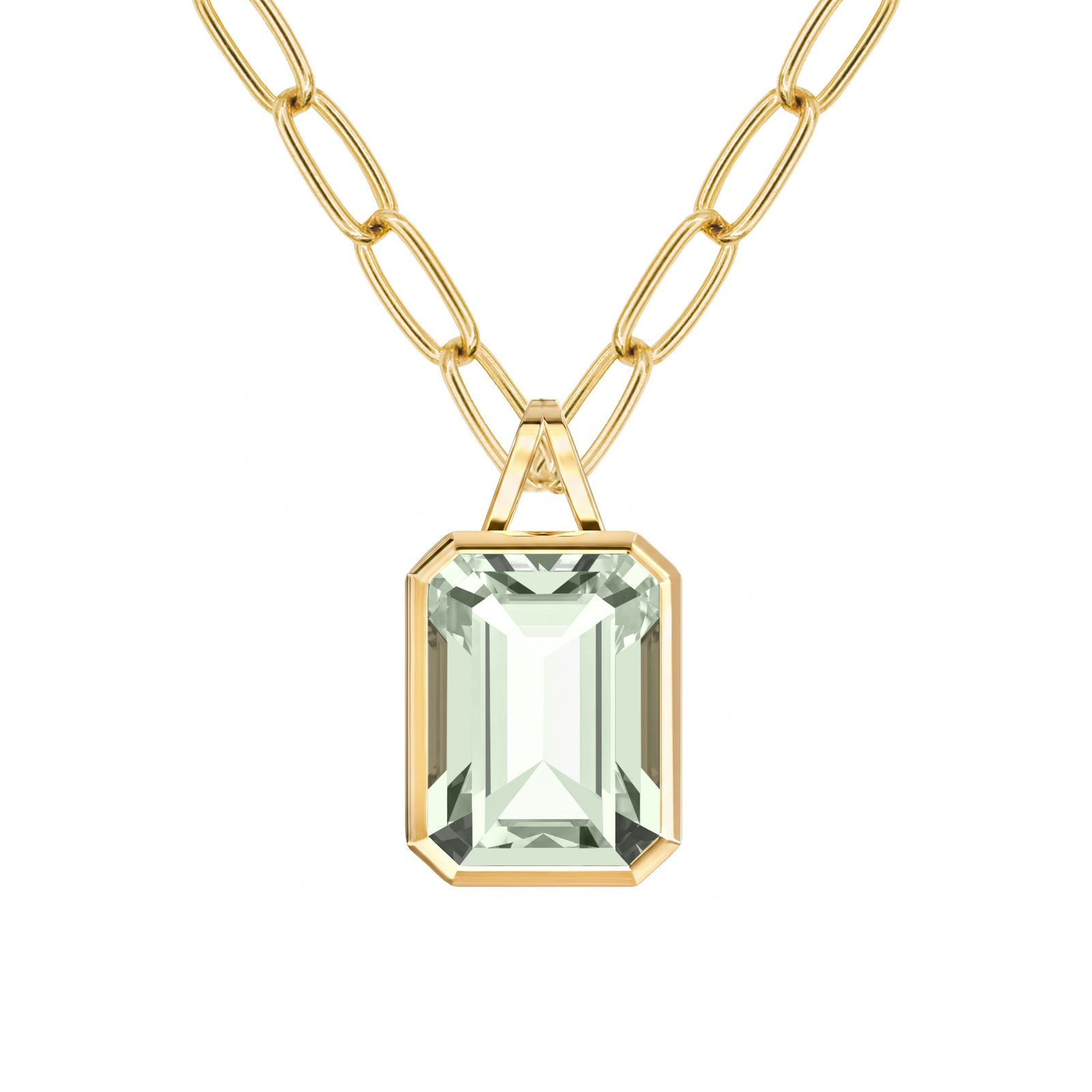 Large Warren Green Amethyst Pendant in 14k Gold (February)