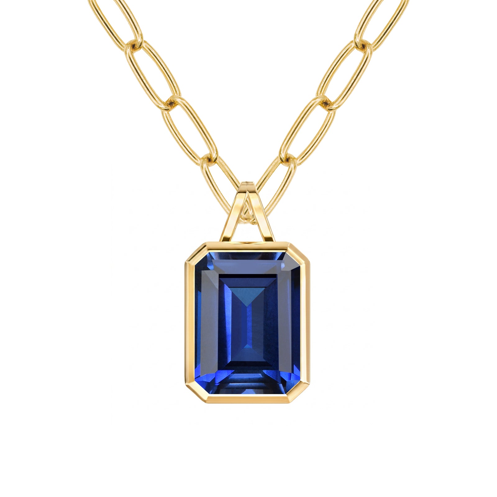 Large Warren Sapphire Pendant in 14k Gold (September)