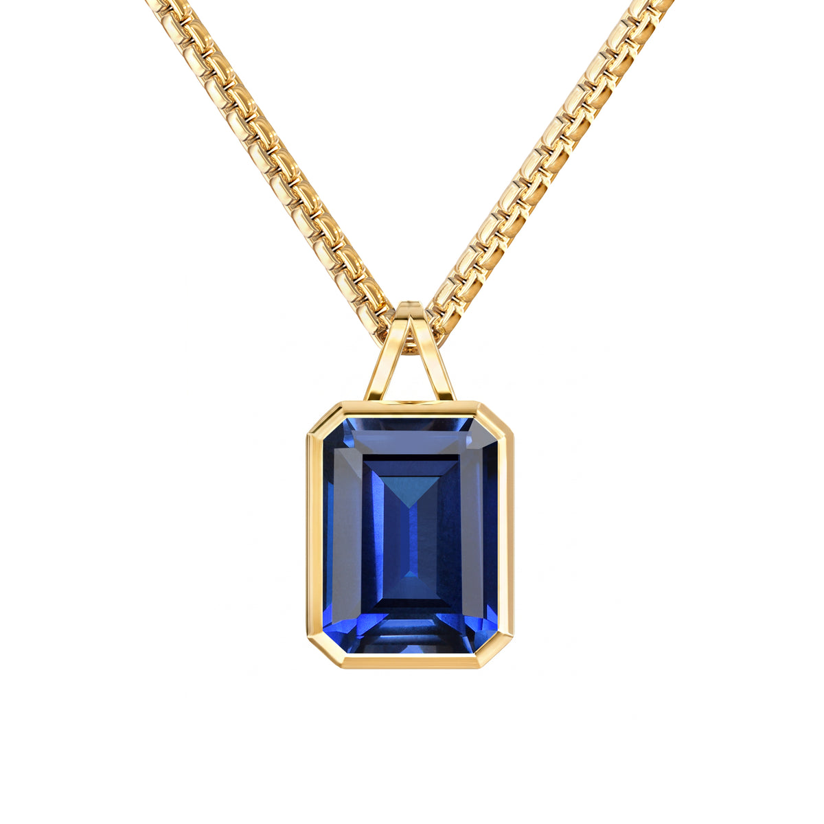 Large Warren Sapphire Pendant in 14k Gold (September)