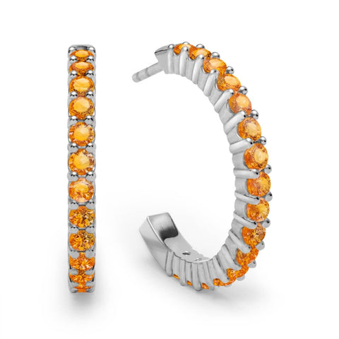 Rosecliff Citrine Hoop Earrings in 14k Gold (November) - White Gold