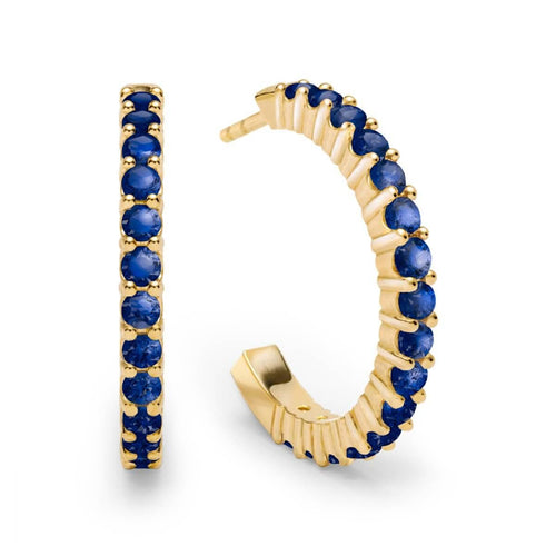 Rosecliff Sapphire Hoop Earrings in 14k Gold (September)