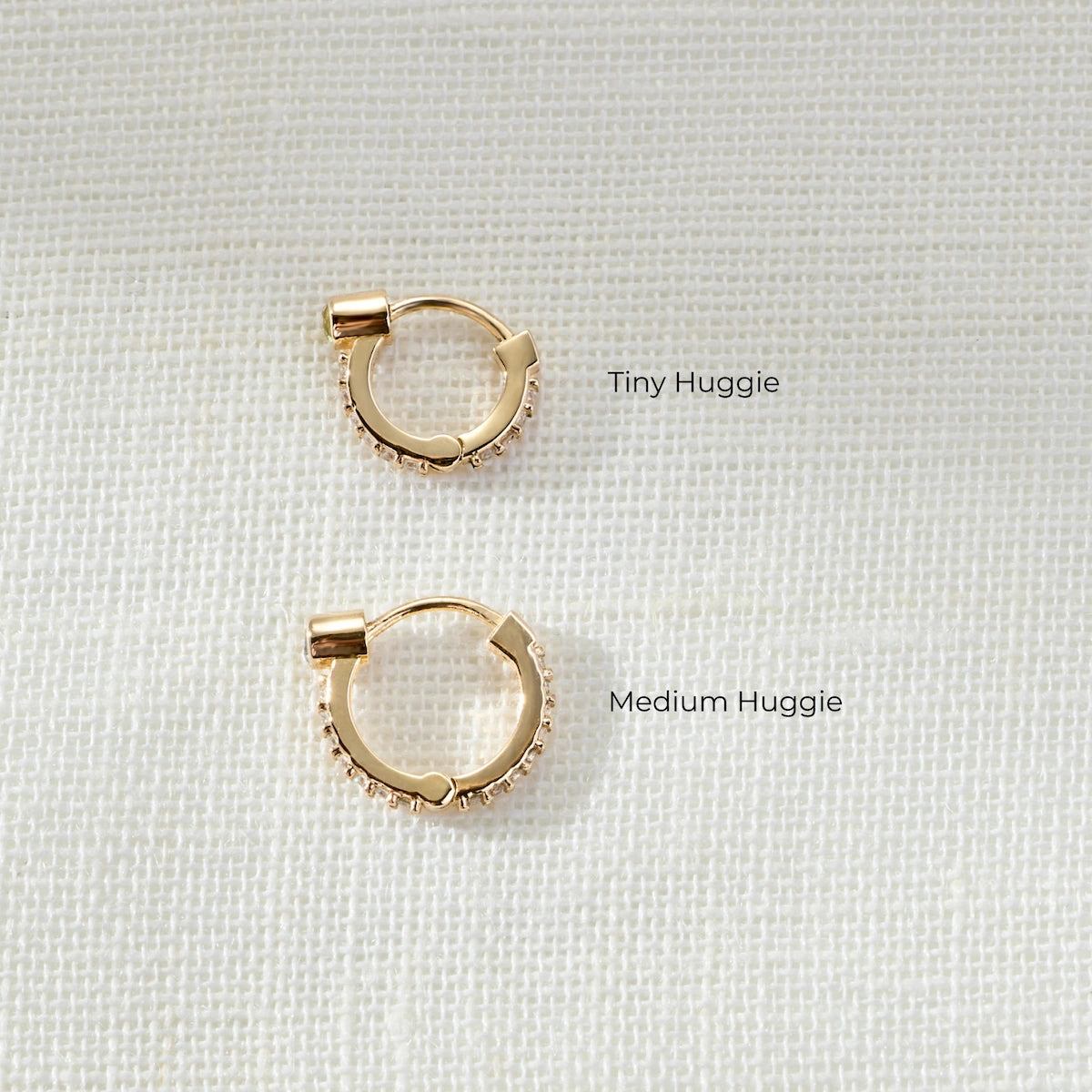 Tiny Sapphire Huggie Hoops with Diamonds in 14k Gold (September)
